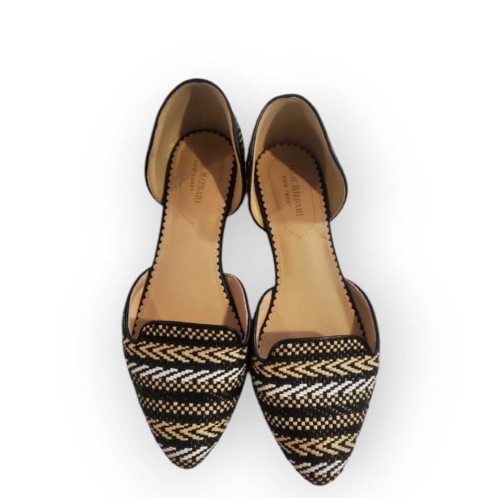Isaac Mizrahi newyork Woven flats in black white